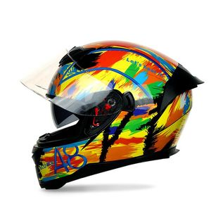 Capacetes da motocicleta Homens Mulheres Capacete Completo Visores Duplos Anti-Fog Abs Material Ponderado