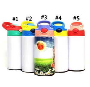 Straight Sippy Cups Sublimation Tumblers Kids Mugs Stainless Steel Water Bottles Double Insulated Vacuum Portable Drinking Milk 12oz YL603