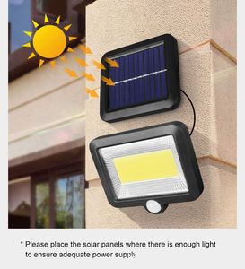 120COB 160COB Splited Solar Lamp Garden Wall Illuminazione notturna Sensore di movimento Impermeabile Outdoor 3 modalità Telecomando Cavo 5M