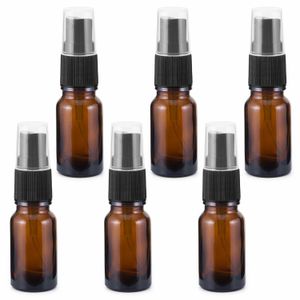 6st 10 ml Tom Amber Glass Spray Bottle Mist Sprayer Container Parfym Atomizer för eterisk olja Aromaterapi Traval Dispenser