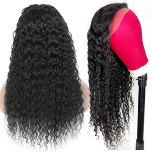 Humano Virgem Cabelo Reta Lace Fecho Frente Peruca 34 polegadas Água Corporal Natural Onda Profunda Kinky Encaracolado com Perucas Frontais da Headband para mulheres negras pré-arranhadas e ondulada