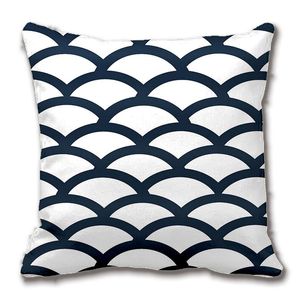 Navy Blue And White Scallop Pattern Pillow Decorative Cushion Cover Case Customize Gift By Lvsure For Car Sofa Pillowcase Cushion/Decorative