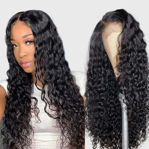 Brazilian Virgin Human Human Hair Wigs Deep Lace Front Preenchido Pré-Brotada 130% Densidade Molhado e Wigy Wig para Mulheres Negras Cor Natural Diva1