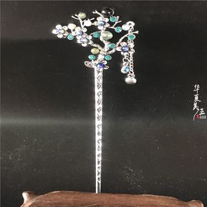 Античные серебряные украшения для ручной работы Hairpins головы украшения шпильки шпильки аксессуары реквизиты сливы цветут