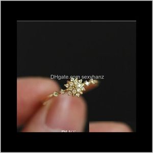 16K guld sier kvinna snöflinga uppsättning skruvkristall rhinestone ringar engagemang bröllop fingerband ring smycken gåvor storlek 610 uorey 3oo2q