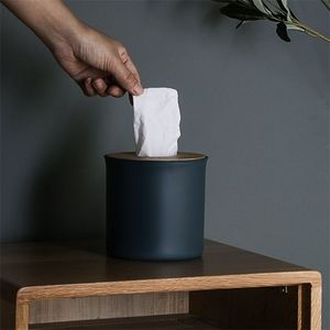 Round tissue holder Plastic Paper Rack Bamboo Roll Paper Napkin Tray Office Table Accessories Papers Holder tissue holder napki 211110
