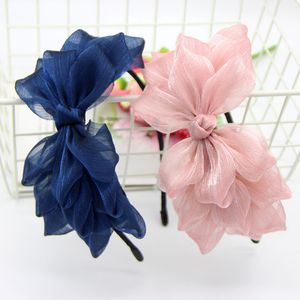 Wstążka Big Bow Floral Headbands Kobiety Akcesoria Hoop Czarne Różowe Dziewczyny Kwiat Koronkowy Zespół Włosów