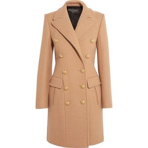 Casaco de Lã Feminino Moda Feminino Seios Duplos Feminino Casaco De Lã Elegante Inverno Quente Gola Dobrável N1009