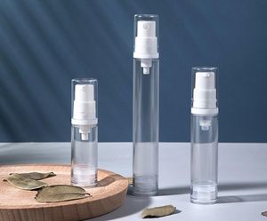 5ml/10ml/15ml Clear Empty Airless Bottle Travel Portable Refillable Plastic Vacuum Pump Vial for Essence Cleanser Emulsion