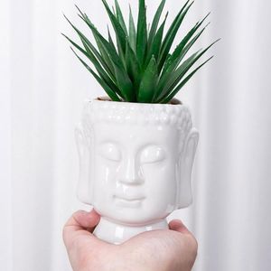 Vases Creative Buddha Ceramic Flower Pot Miniature Model Ornament Succulent Planter Home Office Desktop Living Room Indoor Decoration