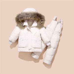 2020 Winter Children Girls And Boys Clothing Sets Warm hooded Duck Down Jacket Coats + Trousers Waterproof Snowsuit Kids Baby Clothes 690 X2