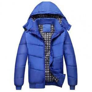 Manlig jacka Solid Färg Hooded Warm Slim Winter Down Coat Male Down Coat för Daily Wear G1108