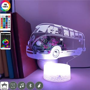 Otobüs Lambası toptan satış-Çocuklar Yatak Odası D Neon Masa Masası Lambası Akrilik Otobüs Gece Koşu Işık LED Atmosfer Nightlight App Kontrol Erkek Çocuk Arkadaşları Hediyeler
