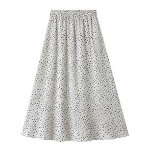 Fashion Dots printed Womens Skirt Spring Summer A-line pleated underwear chiffon long skirts holidays outwear 210524