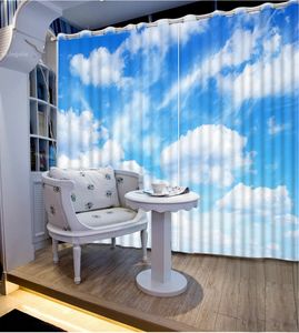 Céu azul e branco nuvens 3D cortina arte cortinas paisagem para sala de estar quarto casa decoração blackout