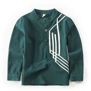 Halilo Camicie per ragazzi Manica lunga a righe Primavera Autunno Boutique Abbigliamento per bambini Bianco Verde Top Tees Scuola Bambino Ragazzo 210713