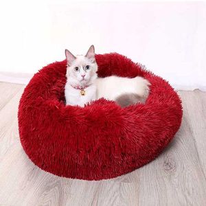 Cat Beds & Furniture Coral Fleece Bed Round Pet Lounger Cushion For Small Medium Large Dogs Winter Dog Kennel Puppy Mat Supplies