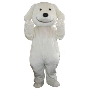 Costume della mascotte del cane bianco di Halloween Personaggio dei cartoni animati di alta qualità Personaggio a tema Carnevale Unisex Adulti Vestito da festa di compleanno di Natale