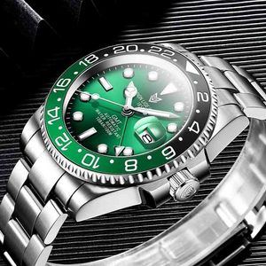 LIGE DESIGN Luxury Men GMT Automatic Machinery Watch 40MM Ceramic bezel 316L Steel Strap Sapphire 100M Waterproof Clock 210527