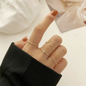 2021 Mode Luxury Guldfärg Ring Ställer Bohemian Tassel Glänsande kristall Sten Enkel Geometrisk Ringar Smycken För Kvinnor