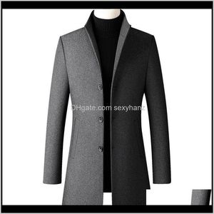 Blends Outerwear & Coats Clothing Apparel Drop Delivery 2021 Designers Men Thick Stand Collar Coat Male Fashion Wool Blend Outwear Jacket Sma