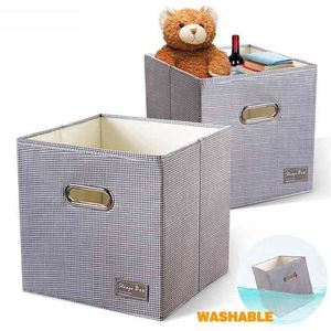 Cube Folding Oxford Fabric Storage Box Washable Wardrobe Bins Toys Organizer Portable Container Basket 210922