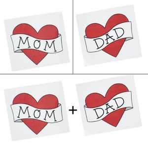 Su Geçirmez Çıkarılabilir Geçici Dövme Sevimli Aşk Kalp Sticker Baba / Anne Çocuk Erkek Kız Küçük Tattoos Küçük Hediye