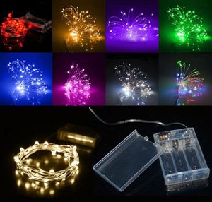 2021 AA Batteria alimentata a LED Luci String Rame Filo d'argento Fata Luci 50Leds 5M Natale Natale Decorazione per feste a casa Lampada per semi all'aperto