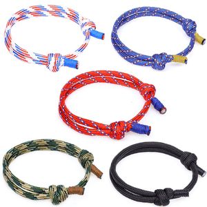 Mode Färgglada Paracord Rope Braiding Armband för män Kvinnor Justerbara Vänskap Armband Utomhus Handgjorda Smycken