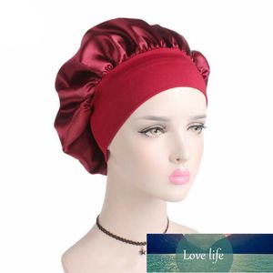 Nowy Solid Moda Silk Satin Night Sleep Cap Hair Bonnet Hat Head Cover Wide Band Dostosuj elastyczną cenę fabryczną Ekspert Quality Quality Najnowszy styl oryginalny status