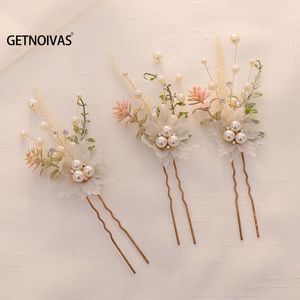 Hair Clips & Barrettes 3PCS Flower Hairpin With Pearl Mesh Wedding Pins For Women Bridal Accessories Bride Head Jewelry Po Shoot SL