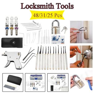 Master Locksmith Transparent Practice Padlock Unlocking Lock Picks Set Key Extractor Tools 25/31/48Pcs