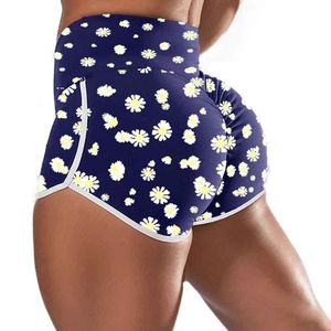 Kvinnors jogger shorts sexig hög midja shorts atletisk gym träning fitnessbyxor leggings fitness kort byxor blomma print shorts 210515