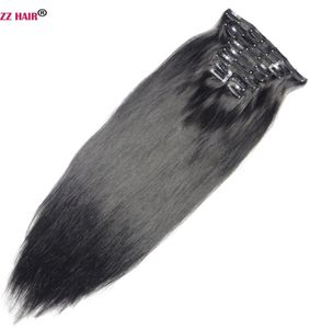 16-28 cali 10 sztuk Zestaw 300g 100% Brazylijski Remy Clip-in Human Hair Extensions Clips Full Head Natural Prosto