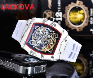 Montre de Luxe Skeleton Dial Watches Mecânicos Automático Black Red Blue Green Rubber Silicone Homens Mulheres assistem casais Classic Wristwatches Relloj