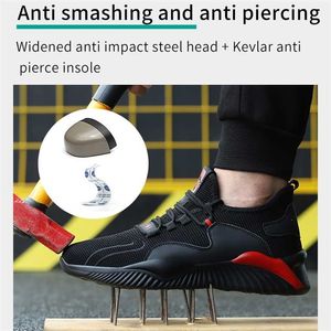 Buty bezpieczeństwa Buty męskie stalowe stalowe Cap Anti-Smash Sports Oddychające Lekkie Ochronne Niepoślizgowe Prace 220208