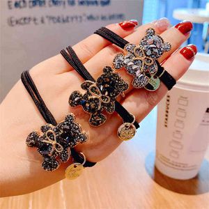 Hair Jewelry Accessories Net Red Heavy Industry Rhinestone Bear Rope Japan and South Korea High Elastic Binding Rubber Band Girls' Head