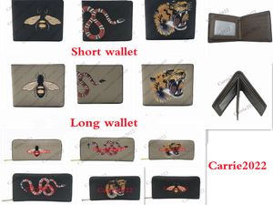 1 pecs god kvalitet män djur kort plånbok läder svart orm tiger bi plånböcker kvinnor lång stil handväska korthållare med presentförpackning