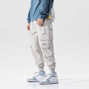 Streetwear Mens Preto Harem Jogadores Calças Homens Carga Calças 2021 Hip Hop Casuais Bolsos Sweatpants Masculino Oversized Moda Calças Y0811