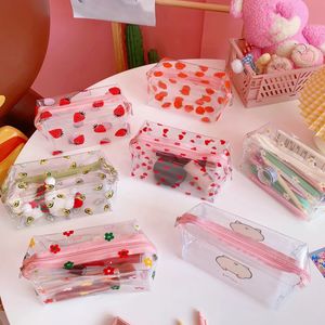 Kobiety Kosmetyczna Torba Kostek Kosmetyczny Wyczyść PVC Wielofunkcyjny Make Up Ołówek Przypadki Kwiat Piękno Kwiat Heart Cute Magazynowe Torby Organizatora