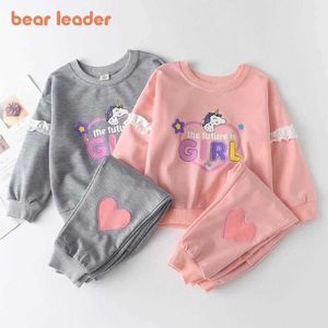 Bear líder meninas desenhos animados vestuário conjuntos outono crianças roupas bebê tracksuit bonito trajes roupas crianças 3-7 ano 210708
