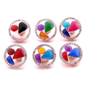 Toptan Altın Geometrik Snap Düğmesi Charms Takı Bulguları Kristal Boncuk Rhinestone 18mm Metal Snaps Düğmeler DIY Bilezik Mücevherat