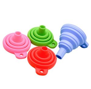 Kitchen Tools Collapsible Funnels Folding Mini Silicone Funnel Style Portable Hung Be Foldable SN2792