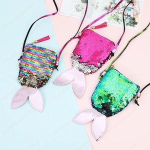 Moda Pullu Bebek Kız Küçük Sikke Çanta Balık Kuyruk Anaokulu Çocuk Mini Crossbody Çanta Sevimli Prenses Aksesuarları Çanta