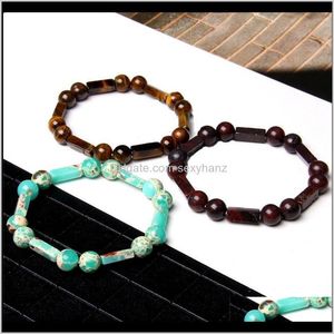 Strands Jewelrynatural Stone Round Cuboid Bracelet Lapis Lazuli Bloodstone Tiger Eye Unakite Beads Female Male Bracelets Creative Jewelry Gif