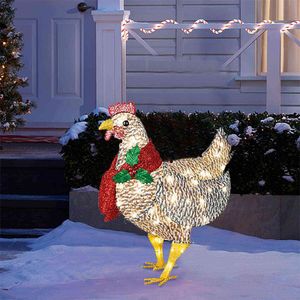 Courtyard Juldekoration Scarf Lights Chicken Ornaments Garden Pendant Home Decor Navidad Natal Kids Gift New Year 2022