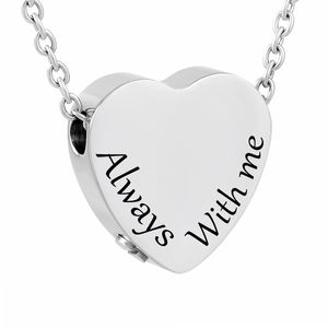 Cremation Smycken för Ashes Silver Heart Urn Halsband Minnesmärke Pendant Ash Holder Keepsake Dad Mom