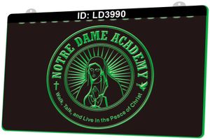 LD3990 Notre Dame Academy 3D gravura LED sinal de luz atacado