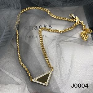 Trendy Triangle Diamond Designer Necklaces Letter Printed With Stamps Necklace Chain Rhinestone Women Collar Gift