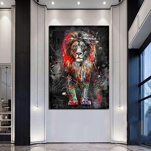 Wall Stickers Abstract Lions Oil Paintings Modern Colorful Animals Posters And Prints Art